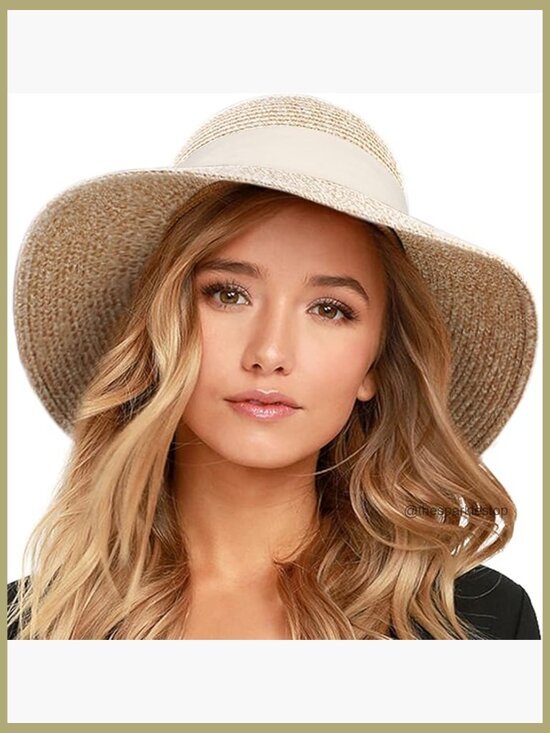 Paper Straw Sun Hat UPF 80+ Foldable Travel Beach UV Protection main image 7